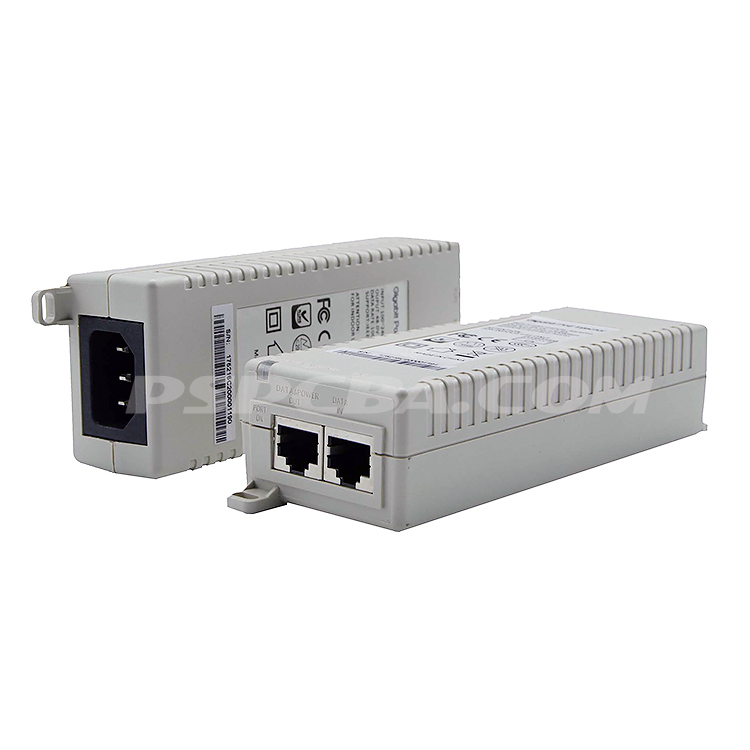 30W Gigabit PoE injector, IEEE802.3af/at, Desktop & Wall-mount, White